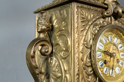 Tischuhr Kaminuhr Messing Uhr Clock Vintage Alt Antik MÖBLINGER 2411_2606
