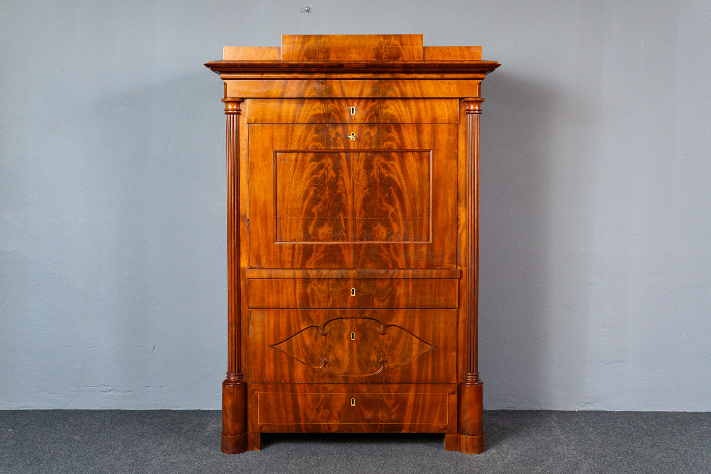 Sekretär Schreibtisch Büro Desk Schrank Regal Antik Alt MÖBLINGER 2411_2607