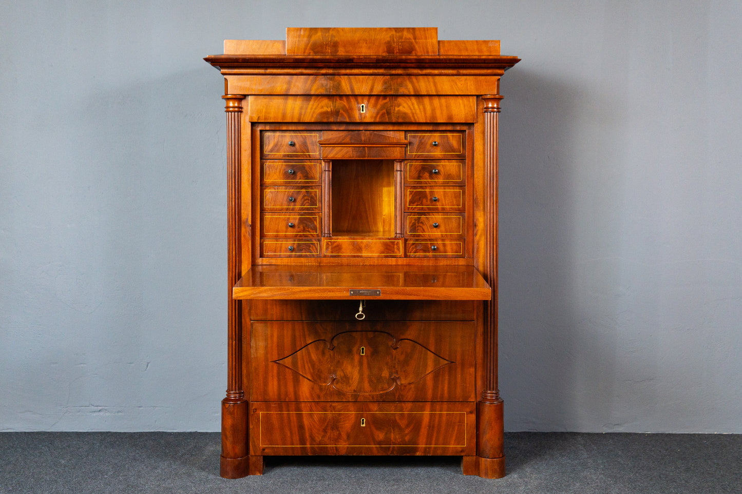 Sekretär Schreibtisch Büro Desk Schrank Regal Antik Alt MÖBLINGER 2411_2607