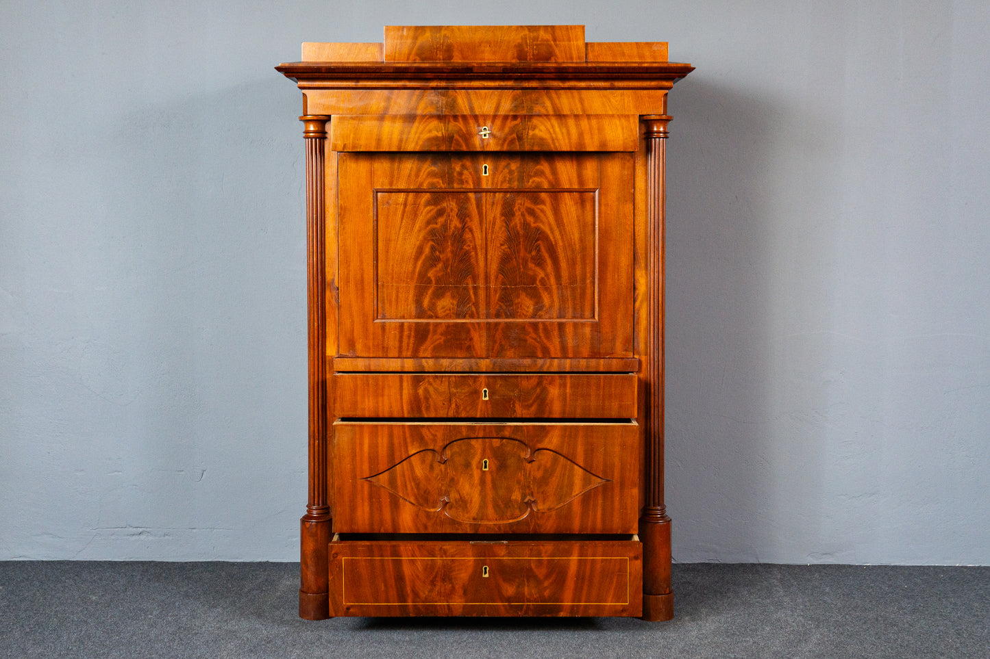 Sekretär Schreibtisch Büro Desk Schrank Regal Antik Alt MÖBLINGER 2411_2607