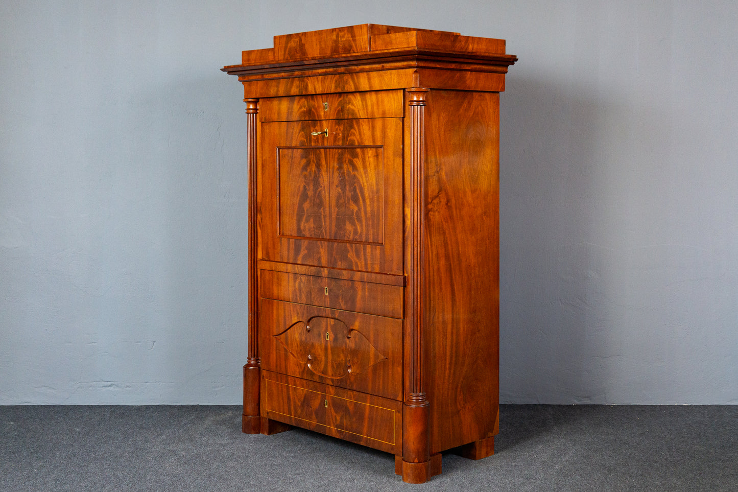 Sekretär Schreibtisch Büro Desk Schrank Regal Antik Alt MÖBLINGER 2411_2607