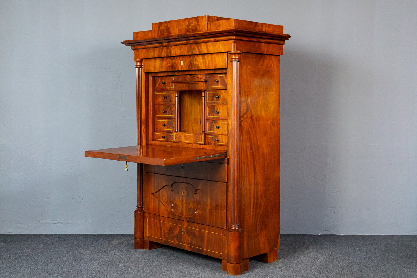 Sekretär Schreibtisch Büro Desk Schrank Regal Antik Alt MÖBLINGER 2411_2607
