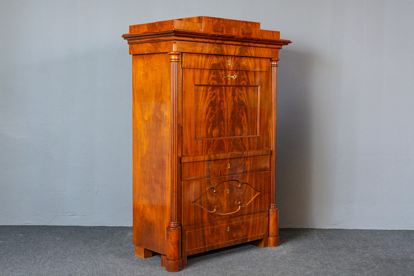 Sekretär Schreibtisch Büro Desk Schrank Regal Antik Alt MÖBLINGER 2411_2607
