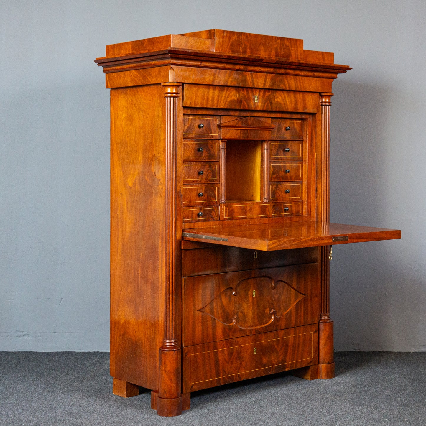 Sekretär Schreibtisch Büro Desk Schrank Regal Antik Alt MÖBLINGER 2411_2607