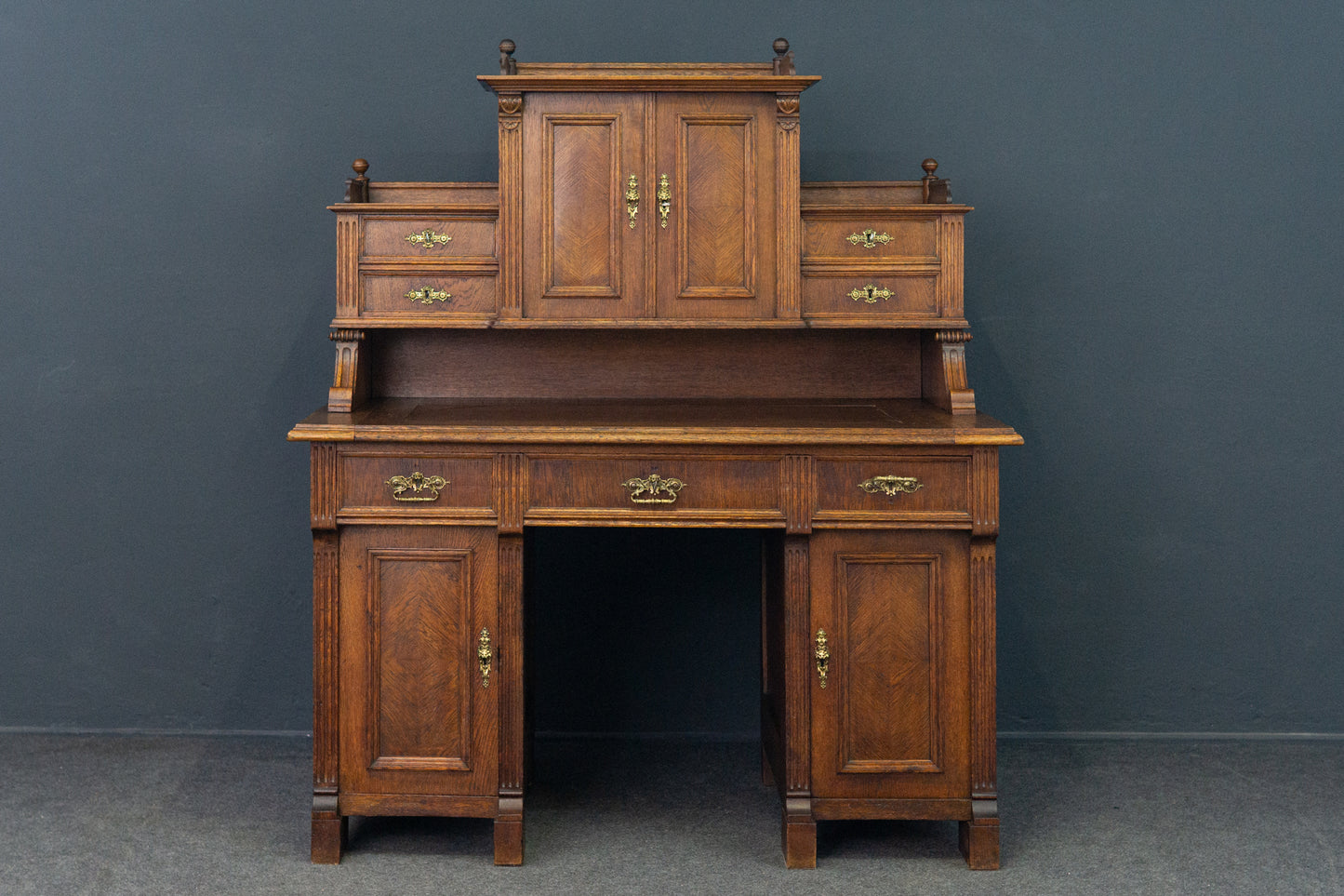 Schreibtisch mit Aufsatz Desk Sekretär Büro Alt Antik 2201_1701