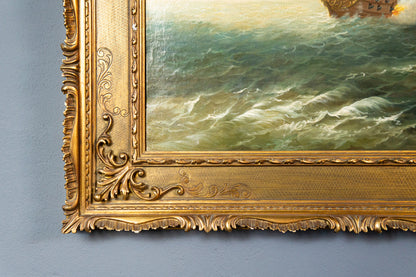 Schönes maritimes Ölgemälde mit Segelschiffmotiv, erste Hälfte des 20.Jahrhunderts - Ölbild Gemälde Painting Art Kunst Alt Antik MÖBLINGER
