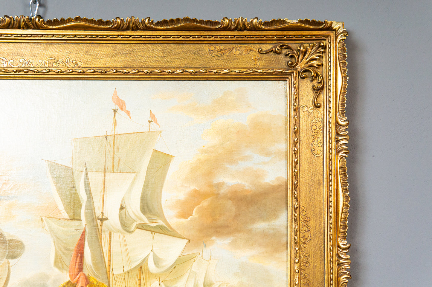 Schönes maritimes Ölgemälde mit Segelschiffmotiv, erste Hälfte des 20.Jahrhunderts - Ölbild Gemälde Painting Art Kunst Alt Antik MÖBLINGER