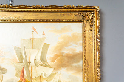 Schönes maritimes Ölgemälde mit Segelschiffmotiv, erste Hälfte des 20.Jahrhunderts - Ölbild Gemälde Painting Art Kunst Alt Antik MÖBLINGER