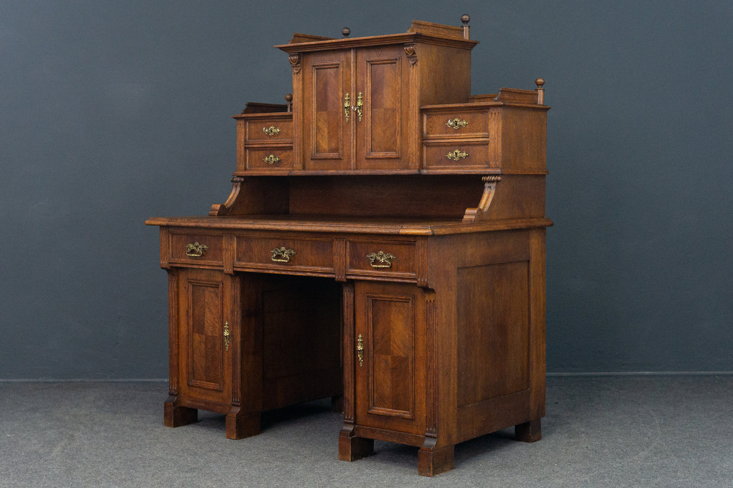 Schreibtisch mit Aufsatz Desk Sekretär Büro Alt Antik 2201_1701