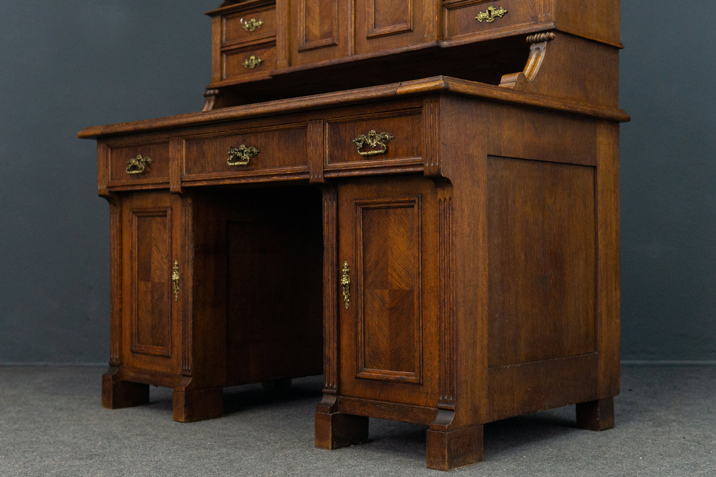 Schreibtisch mit Aufsatz Desk Sekretär Büro Alt Antik 2201_1701