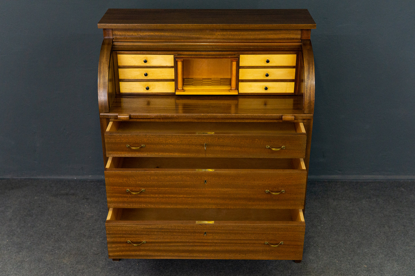 Sekretär Desk Schreibtisch Zylinderbüro Alt Vintage 2201_2002