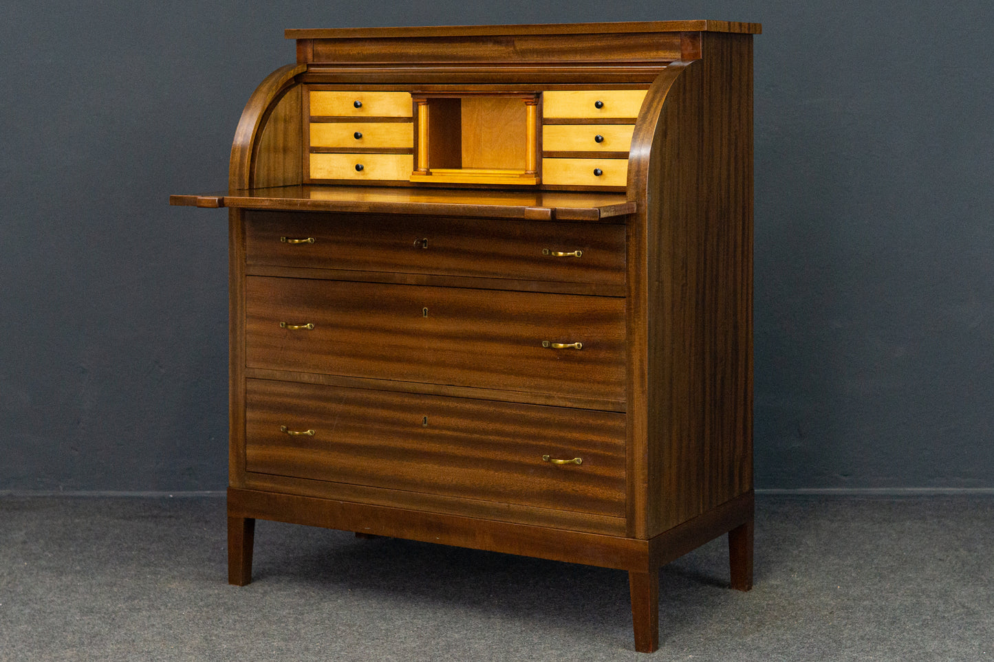 Sekretär Desk Schreibtisch Zylinderbüro Alt Vintage 2201_2002