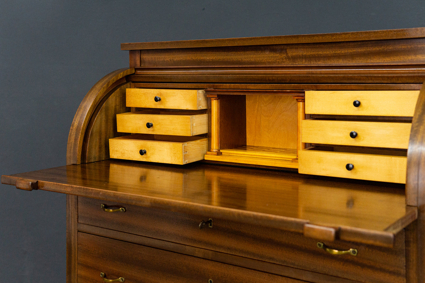 Sekretär Desk Schreibtisch Zylinderbüro Alt Vintage 2201_2002
