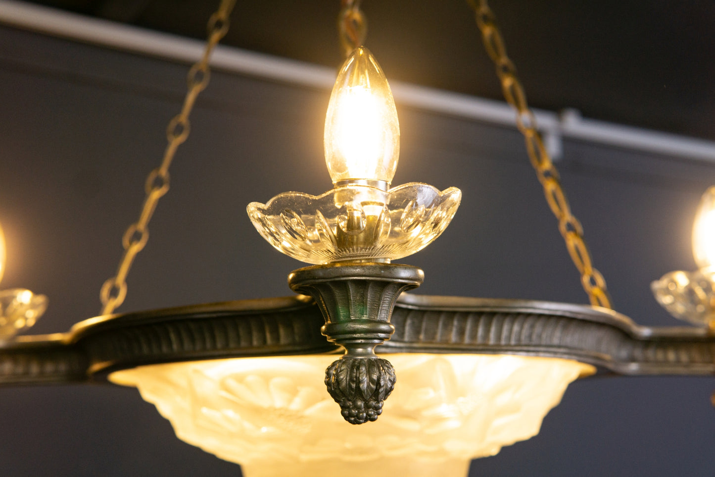Art Deco Kronleuchter Degue' Leuchte Licht Lampe Antik Alt 2401_2502