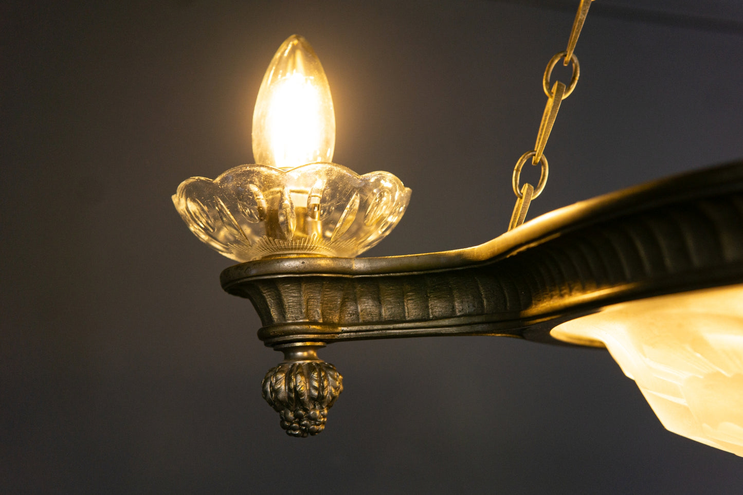 Art Deco Kronleuchter Degue' Leuchte Licht Lampe Antik Alt 2401_2502