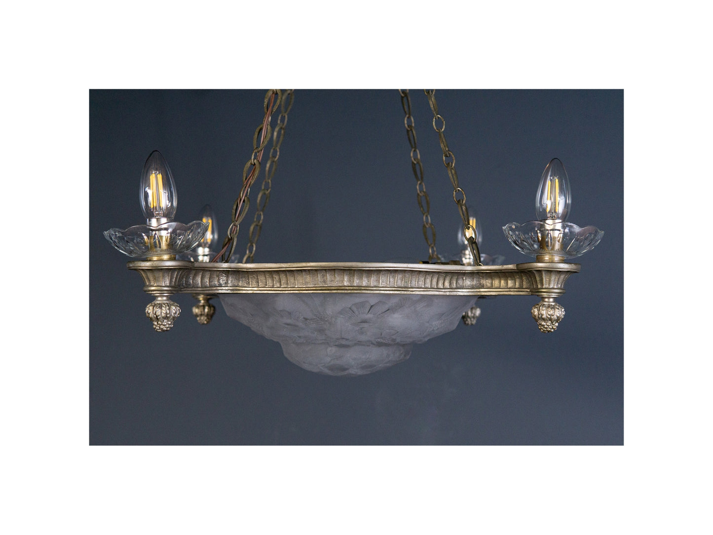 Art Deco Kronleuchter Degue' Leuchte Licht Lampe Antik Alt 2401_2502