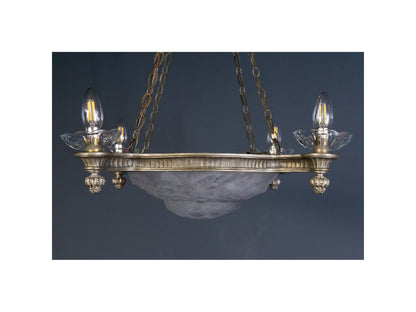 Art Deco Kronleuchter Degue' Leuchte Licht Lampe Antik Alt 2401_2502