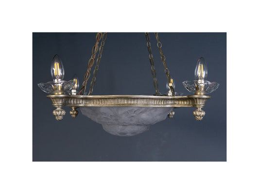 Art Deco Kronleuchter Degue' Leuchte Licht Lampe Antik Alt 2401_2502