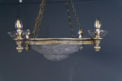 Art Deco Kronleuchter Degue' Leuchte Licht Lampe Antik Alt 2401_2502