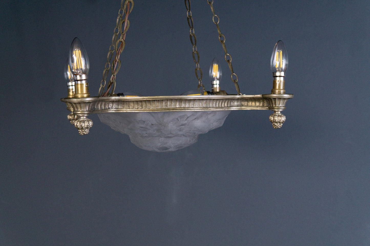 Art Deco Kronleuchter Degue' Leuchte Licht Lampe Antik Alt 2401_2502