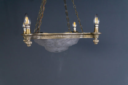 Art Deco Kronleuchter Degue' Leuchte Licht Lampe Antik Alt 2401_2502