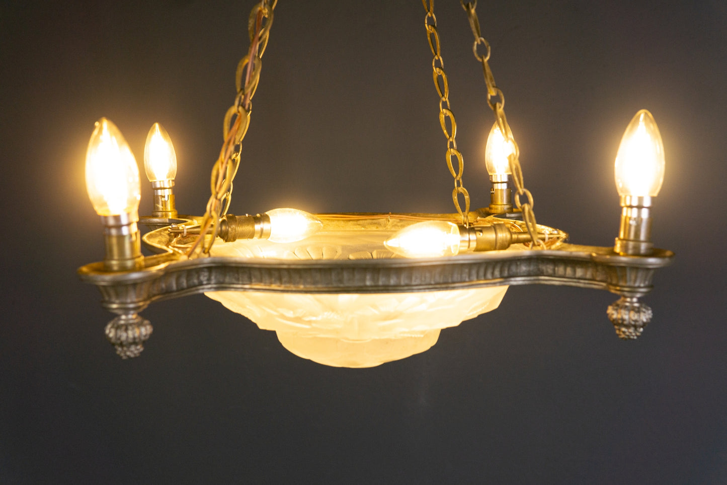 Art Deco Kronleuchter Degue' Leuchte Licht Lampe Antik Alt 2401_2502