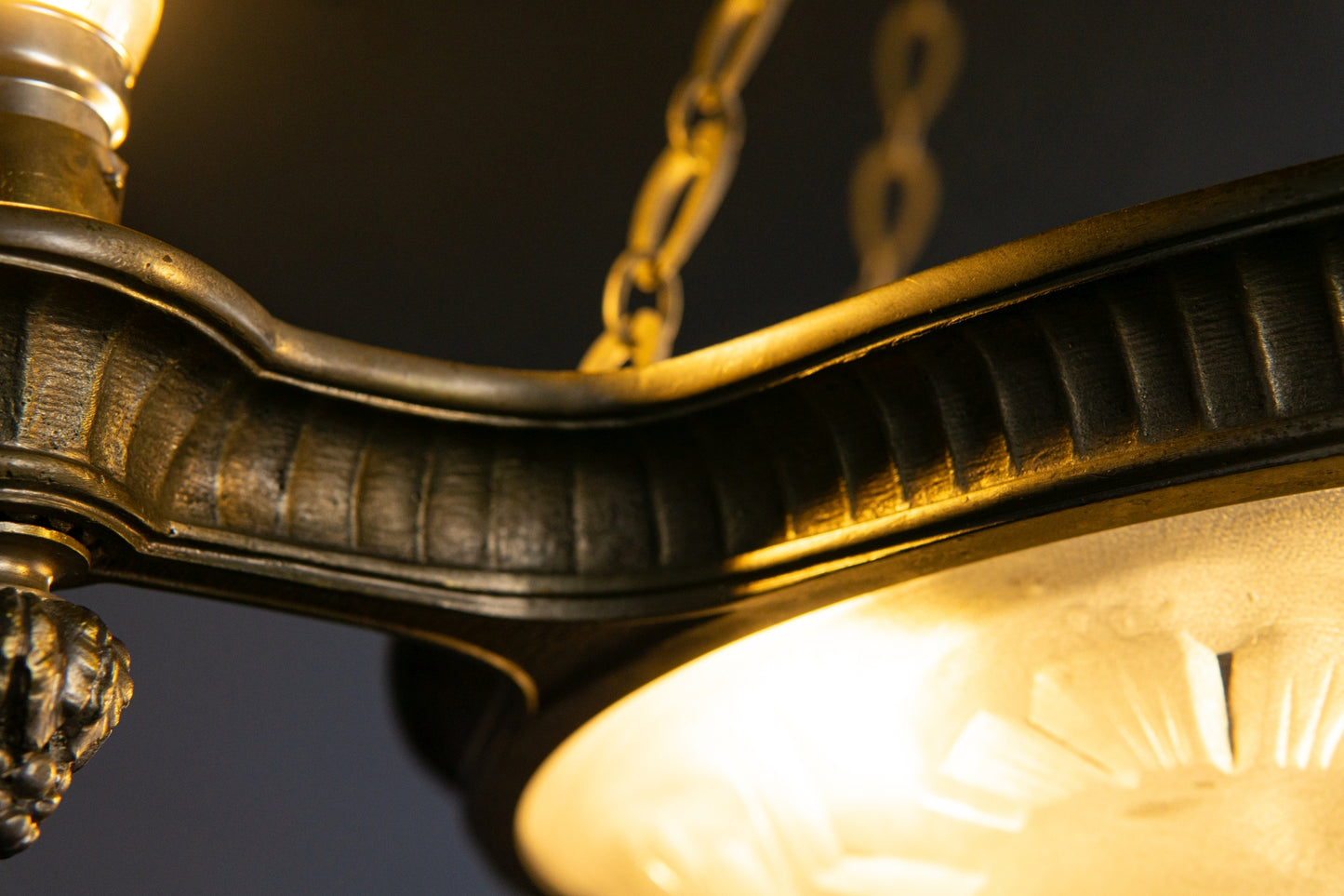 Art Deco Kronleuchter Degue' Leuchte Licht Lampe Antik Alt 2401_2502