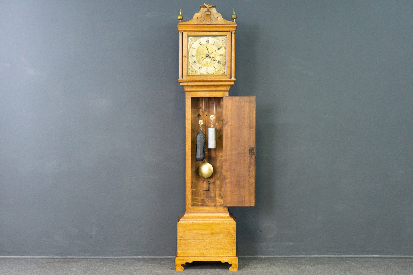 Standuhr Uhr Englisch Eiche Clock Uhrenkasten Alt Antik 2202_2403