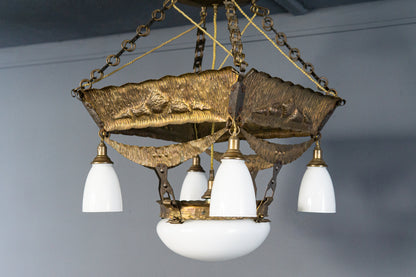 Jugendstil Deckenlampe Leuchter Leuchte Vintage Antik Alt MÖBLINGER 2412_1609