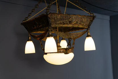 Jugendstil Deckenlampe Leuchter Leuchte Vintage Antik Alt MÖBLINGER 2412_1609
