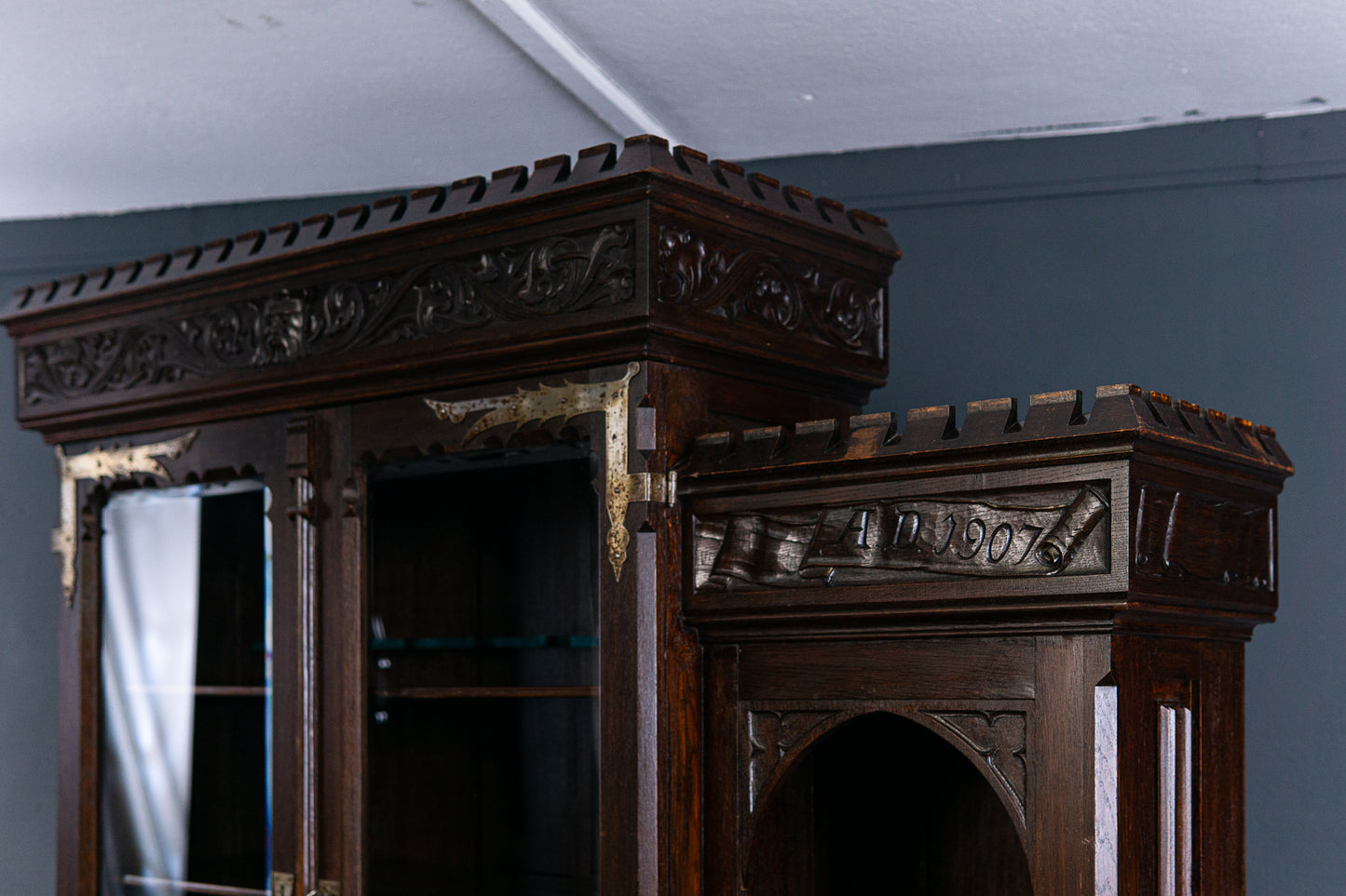 Bücherschrank Bank Regal Buffet Gotik Vitrine Alt Antik 2305_0802