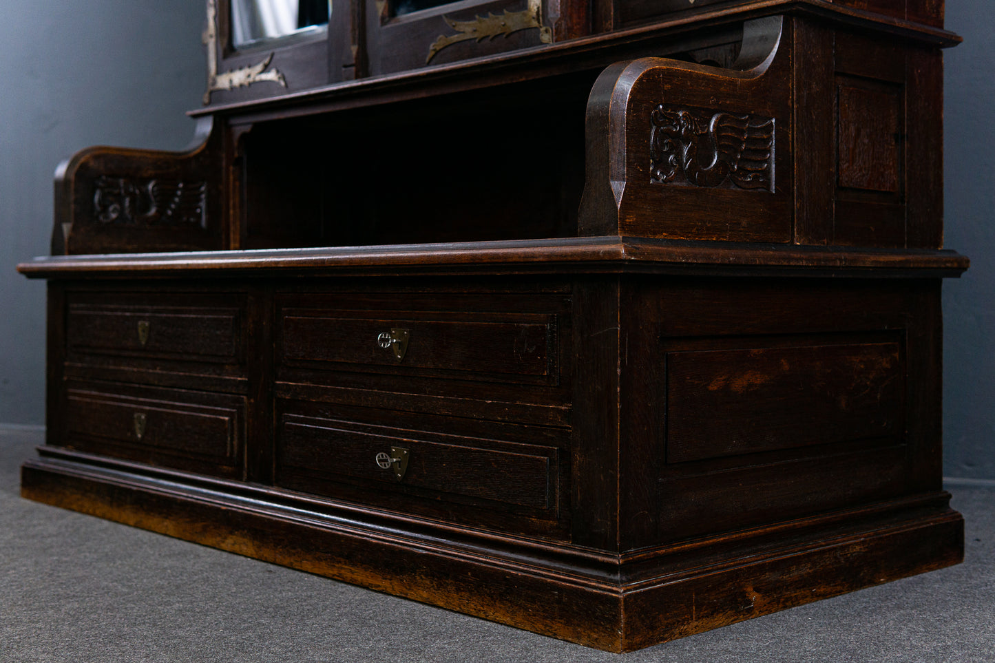 Bücherschrank Bank Regal Buffet Gotik Vitrine Alt Antik 2305_0802