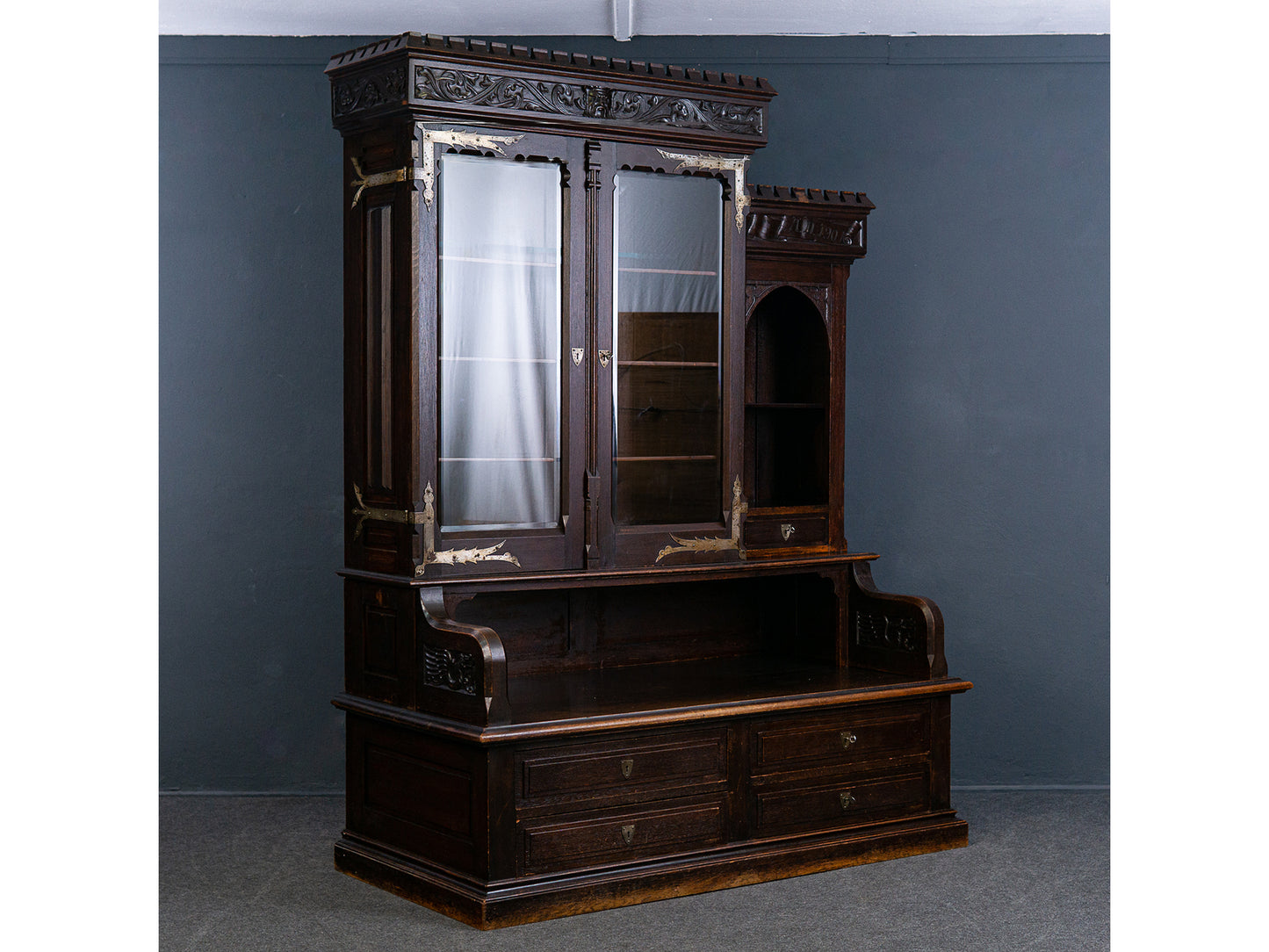 Bücherschrank Bank Regal Buffet Gotik Vitrine Alt Antik 2305_0802