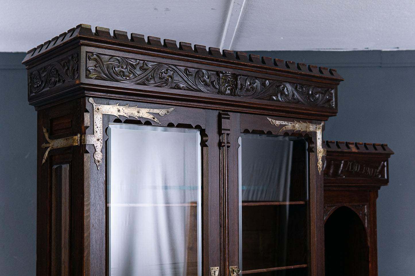 Bücherschrank Bank Regal Buffet Gotik Vitrine Alt Antik 2305_0802