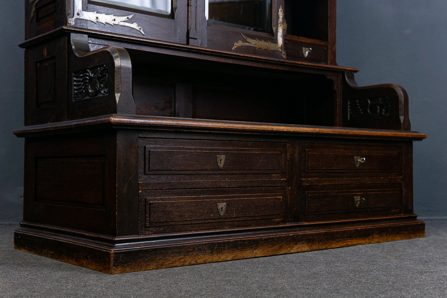 Bücherschrank Bank Regal Buffet Gotik Vitrine Alt Antik 2305_0802