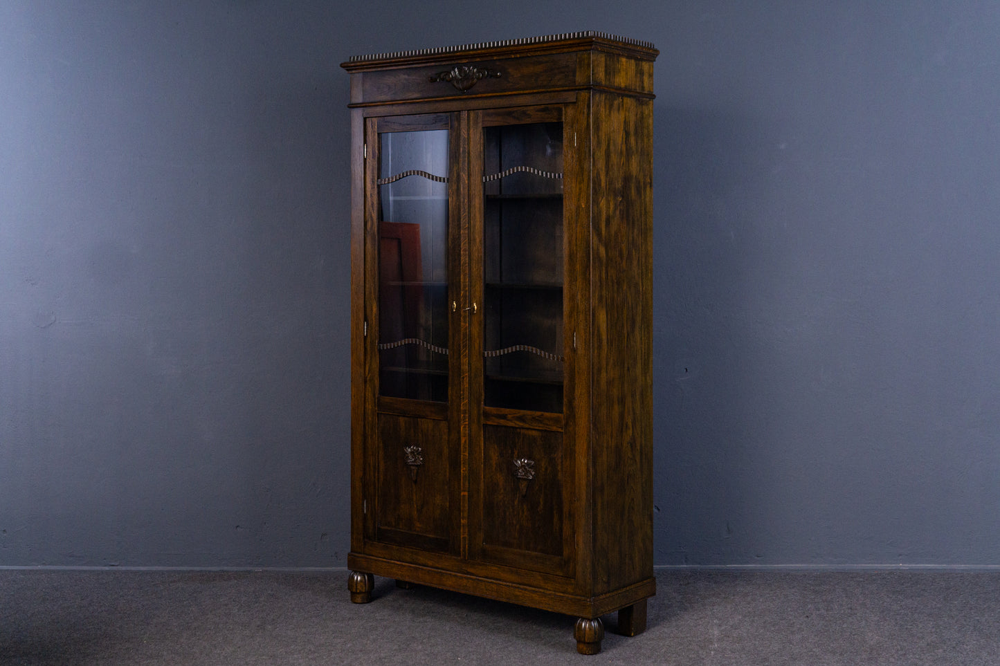 Vintage Bücherschrank Vitrine Regal Schrank Alt Antik 2404_0801