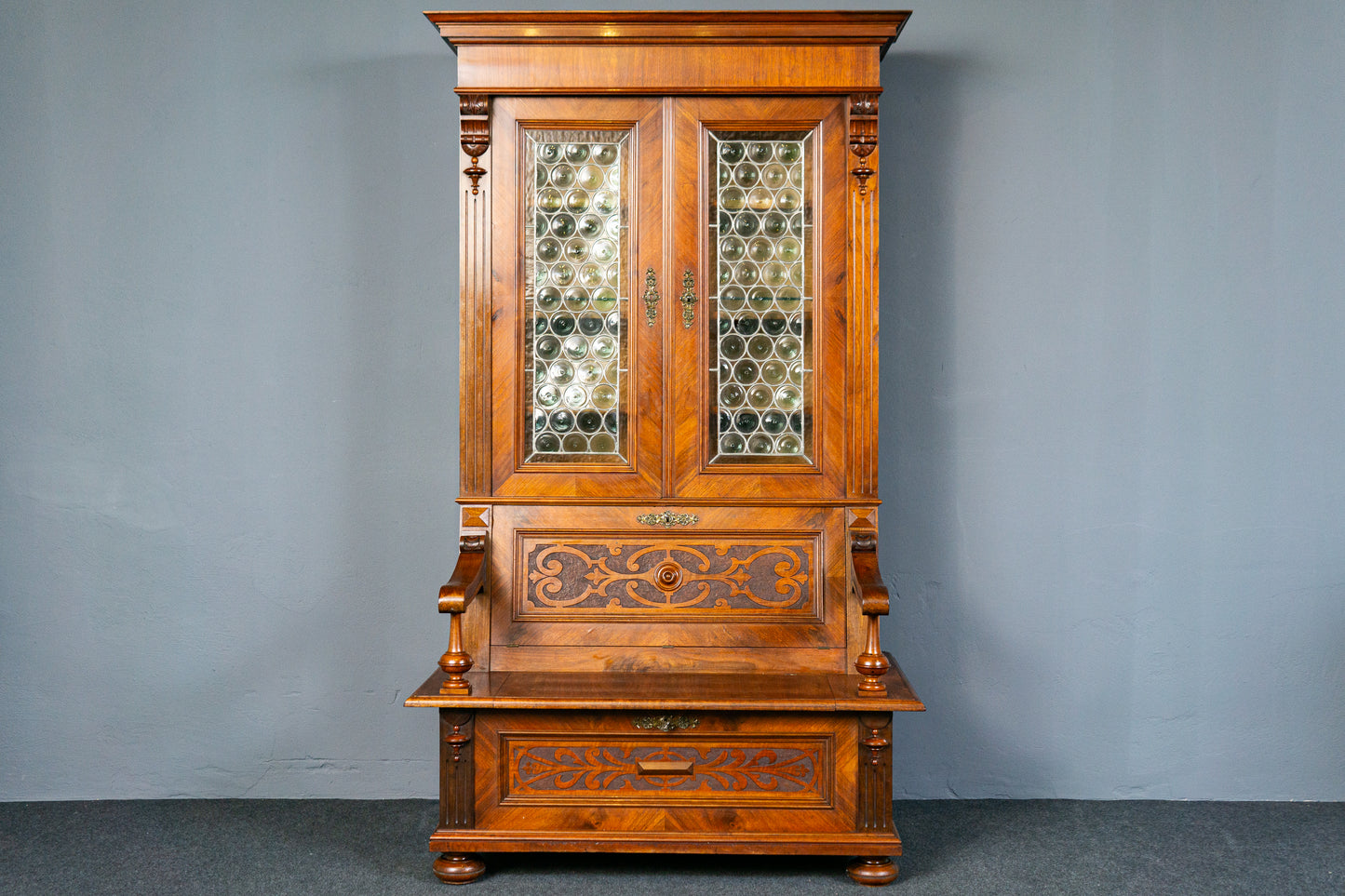 Antik Bank Bücherschrank Schrank Vitrine Vintage Regal MÖBLINGER 2412_1805