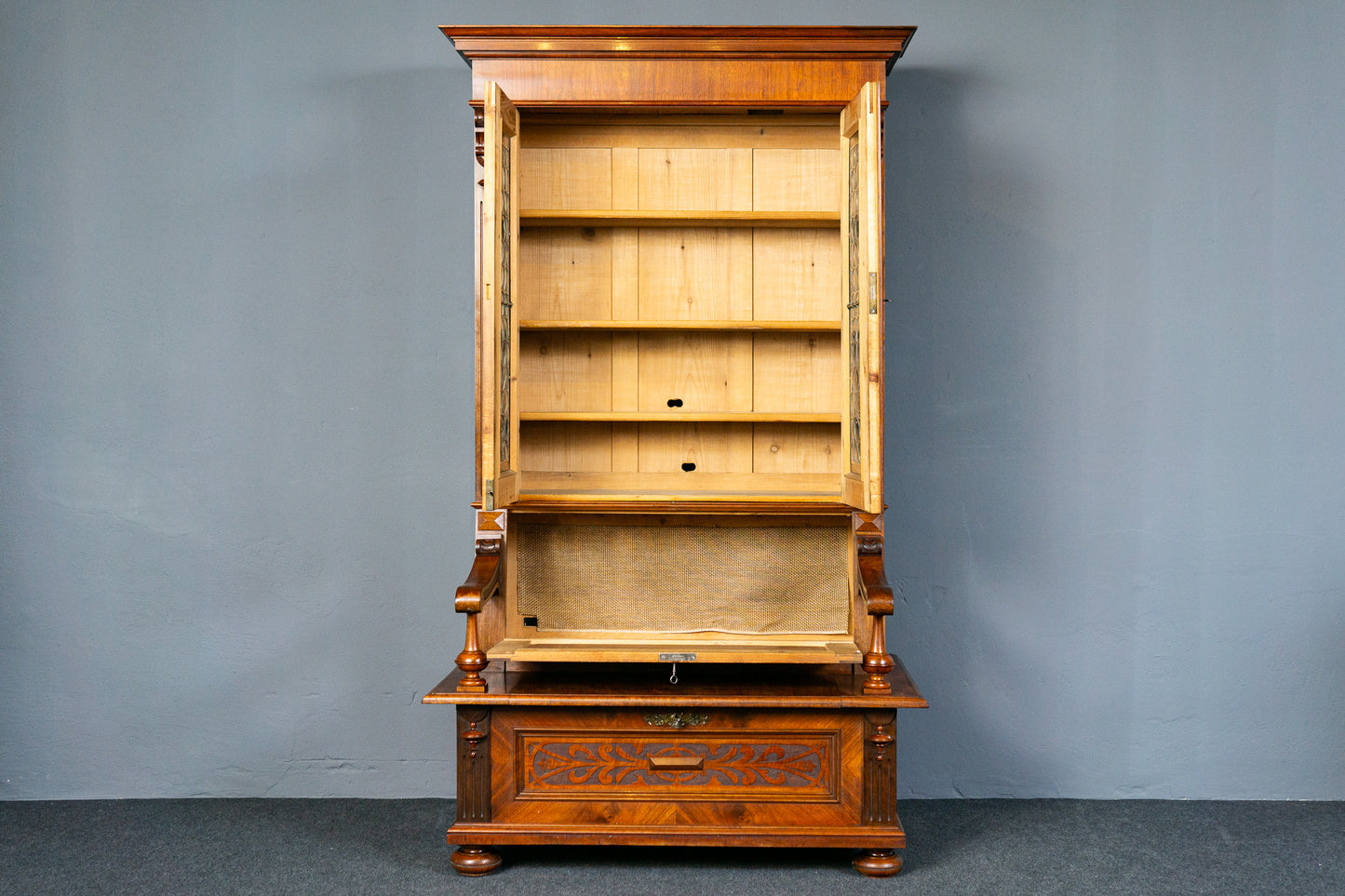 Antik Bank Bücherschrank Schrank Vitrine Vintage Regal MÖBLINGER 2412_1805