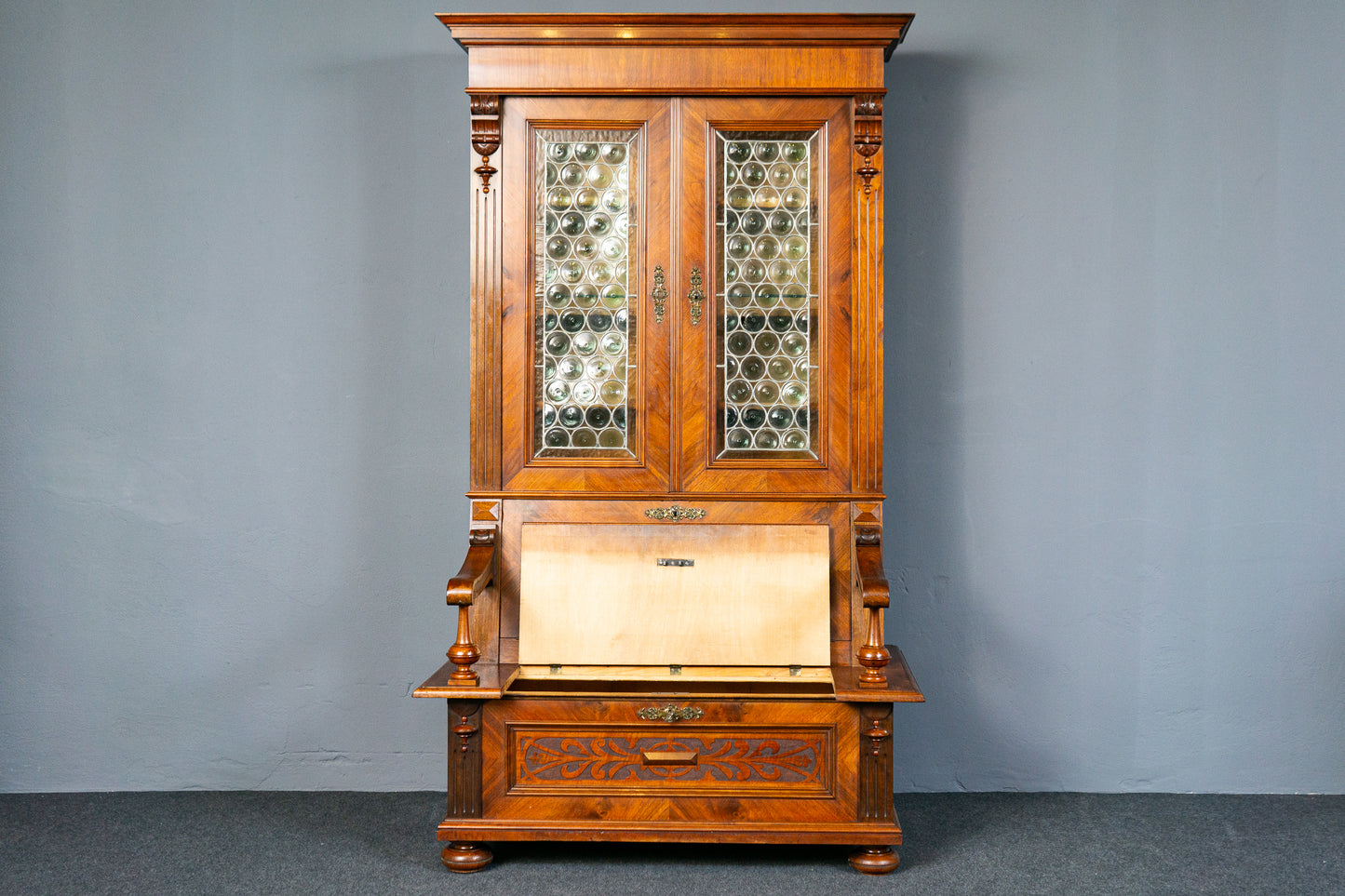 Antik Bank Bücherschrank Schrank Vitrine Vintage Regal MÖBLINGER 2412_1805