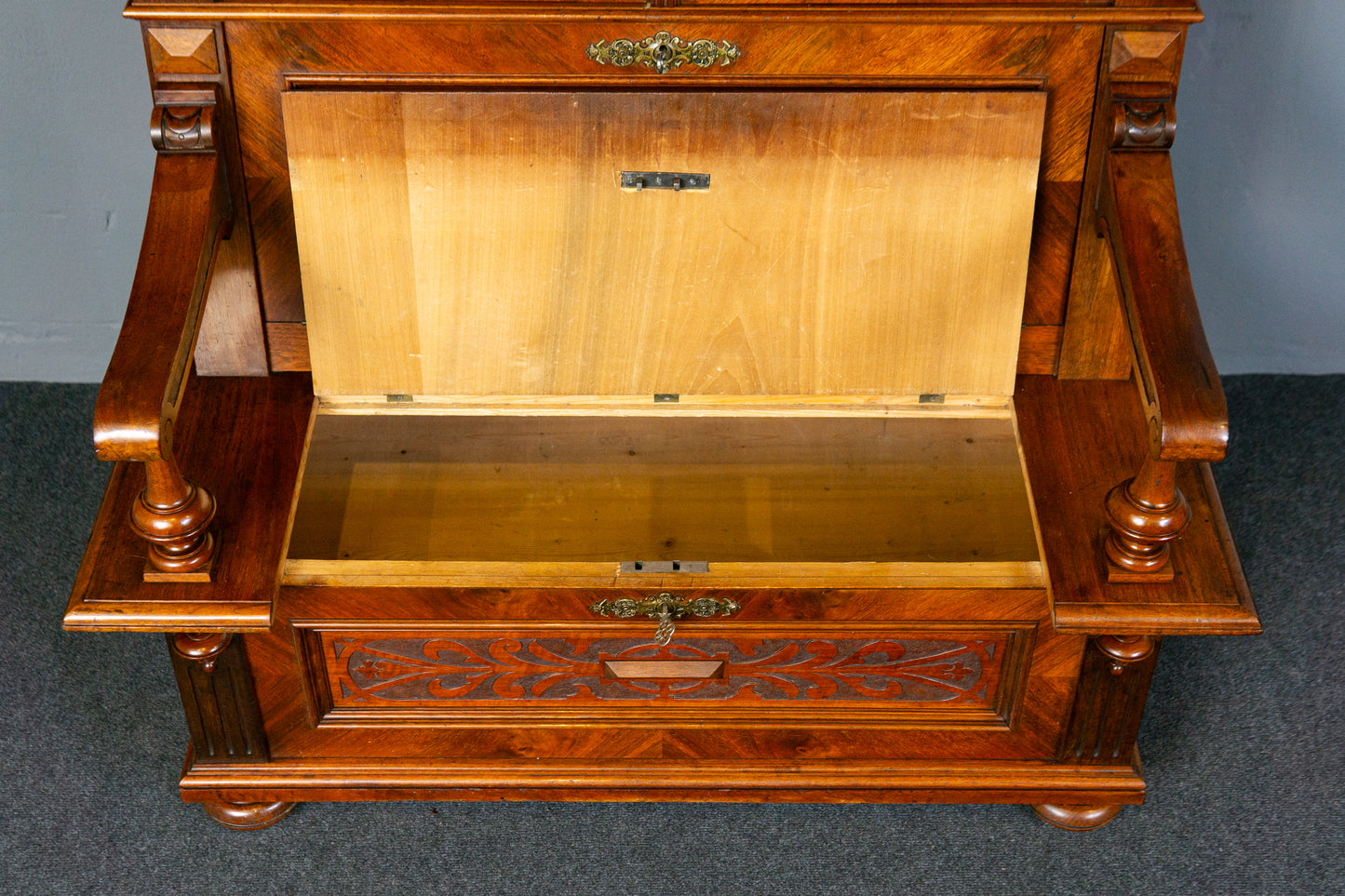 Antik Bank Bücherschrank Schrank Vitrine Vintage Regal MÖBLINGER 2412_1805