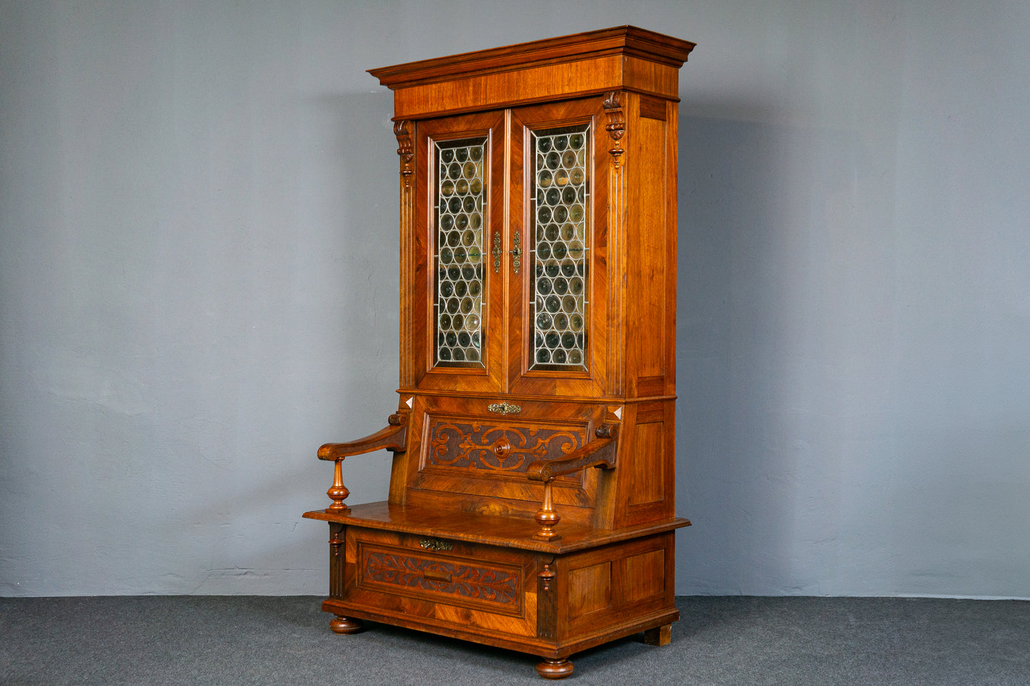 Antik Bank Bücherschrank Schrank Vitrine Vintage Regal MÖBLINGER 2412_1805