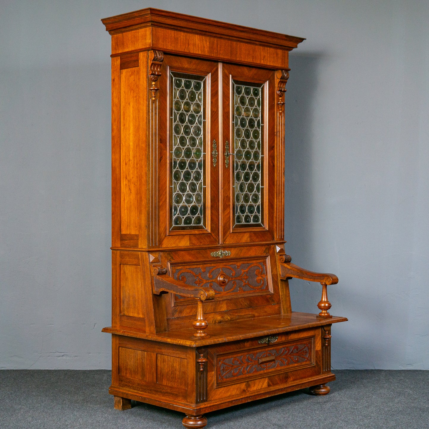 Antik Bank Bücherschrank Schrank Vitrine Vintage Regal MÖBLINGER 2412_1805