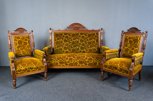 Elegante Gründerzeit Sofagarnitur im Originalzustand, zweite Hälfte des 19.Jahrhunderts - Sessel Sofa Alt Antik MÖBLINGER