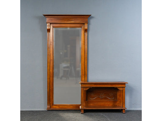 Eleganter Großer Jugendstil Spiegel mit Konsole, Anfang des 20.Jahrhunderts - Wandspiegel Flur Garderobe Mirror Alt Antik MÖBLINGER