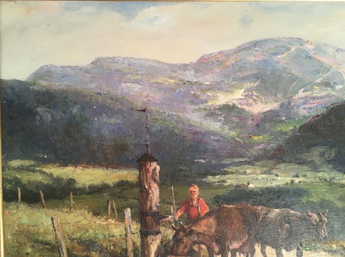Impressionistisches Ölgemälde sign. Karl Mohr, "Allgäu" 60