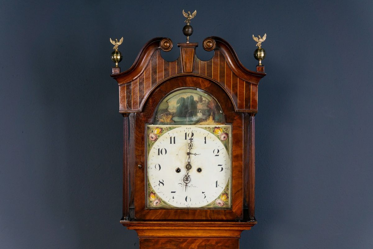 Antik Engl. Standuhr Gong Clock Zeit Time Uhr Kasten Alt 2308_2302