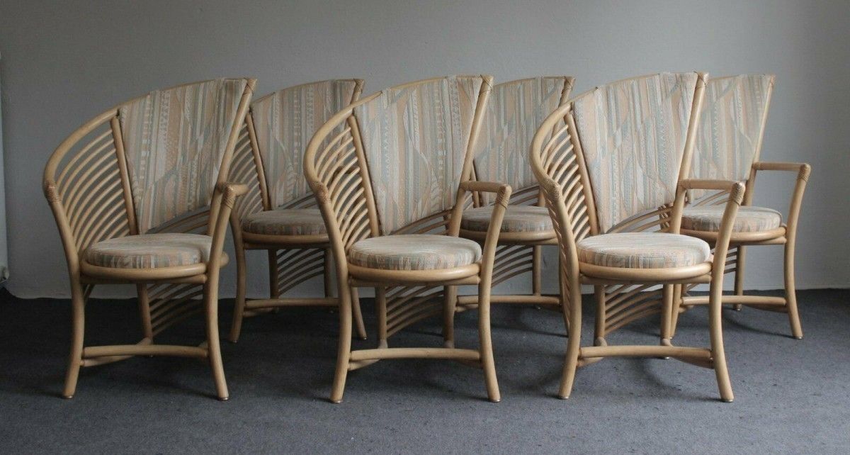 Luxuriöse Bambus Esstischgruppe mit 6 Stühlen Tisch 258