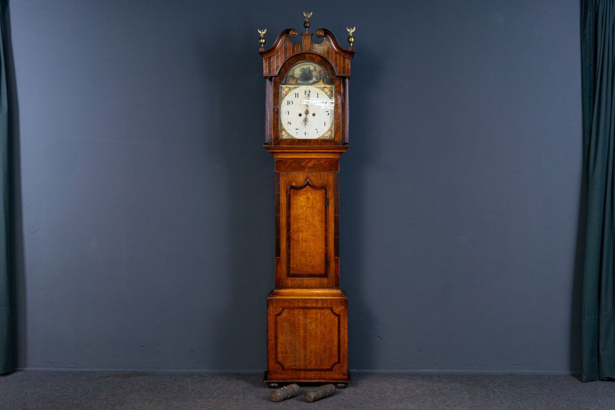 Antik Engl. Standuhr Gong Clock Zeit Time Uhr Kasten Alt 2308_2302