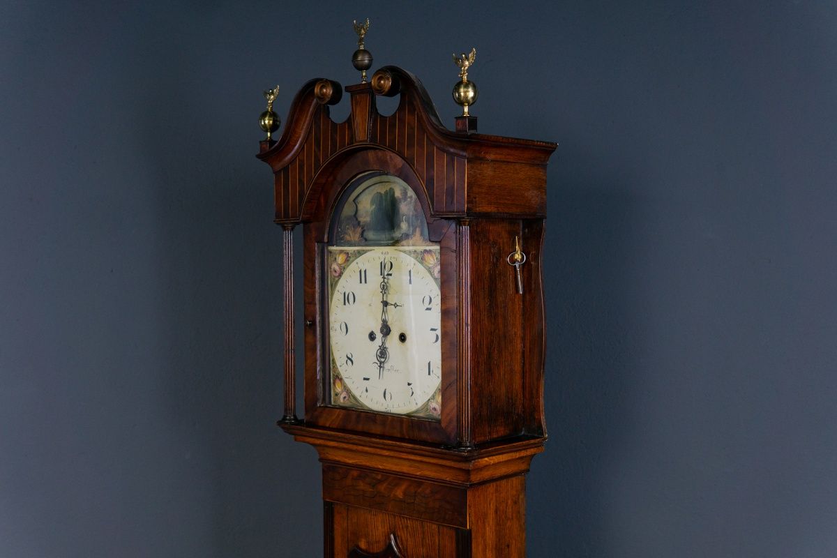 Antik Engl. Standuhr Gong Clock Zeit Time Uhr Kasten Alt 2308_2302