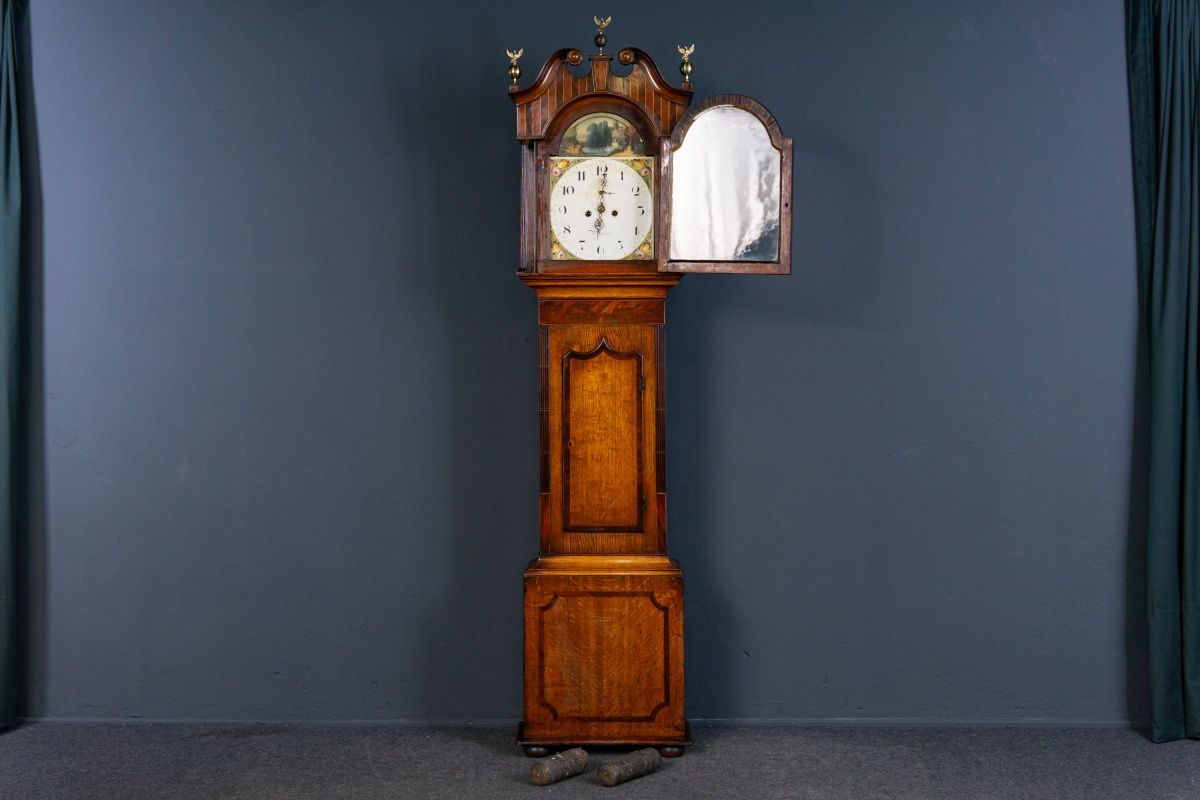 Antik Engl. Standuhr Gong Clock Zeit Time Uhr Kasten Alt 2308_2302
